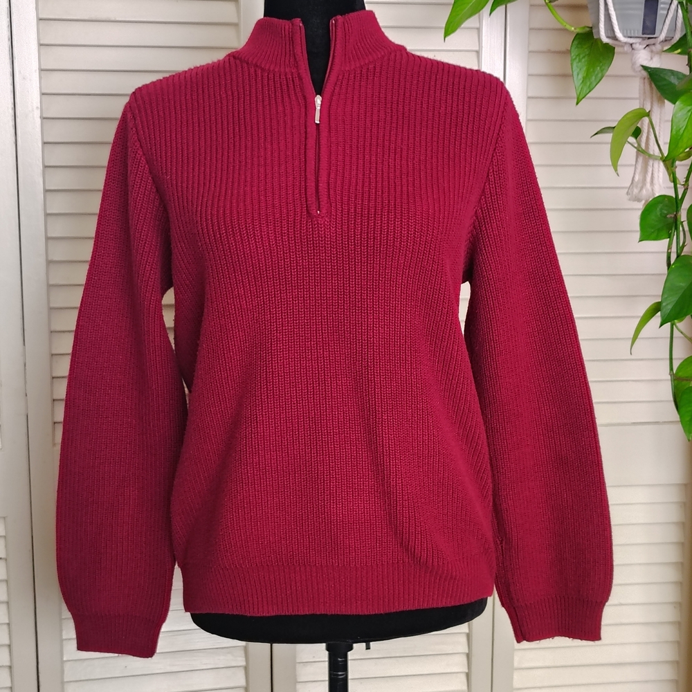 Tog Shop Maroon Quarter-Zip Ribbed Sweater Size M – Good Condition